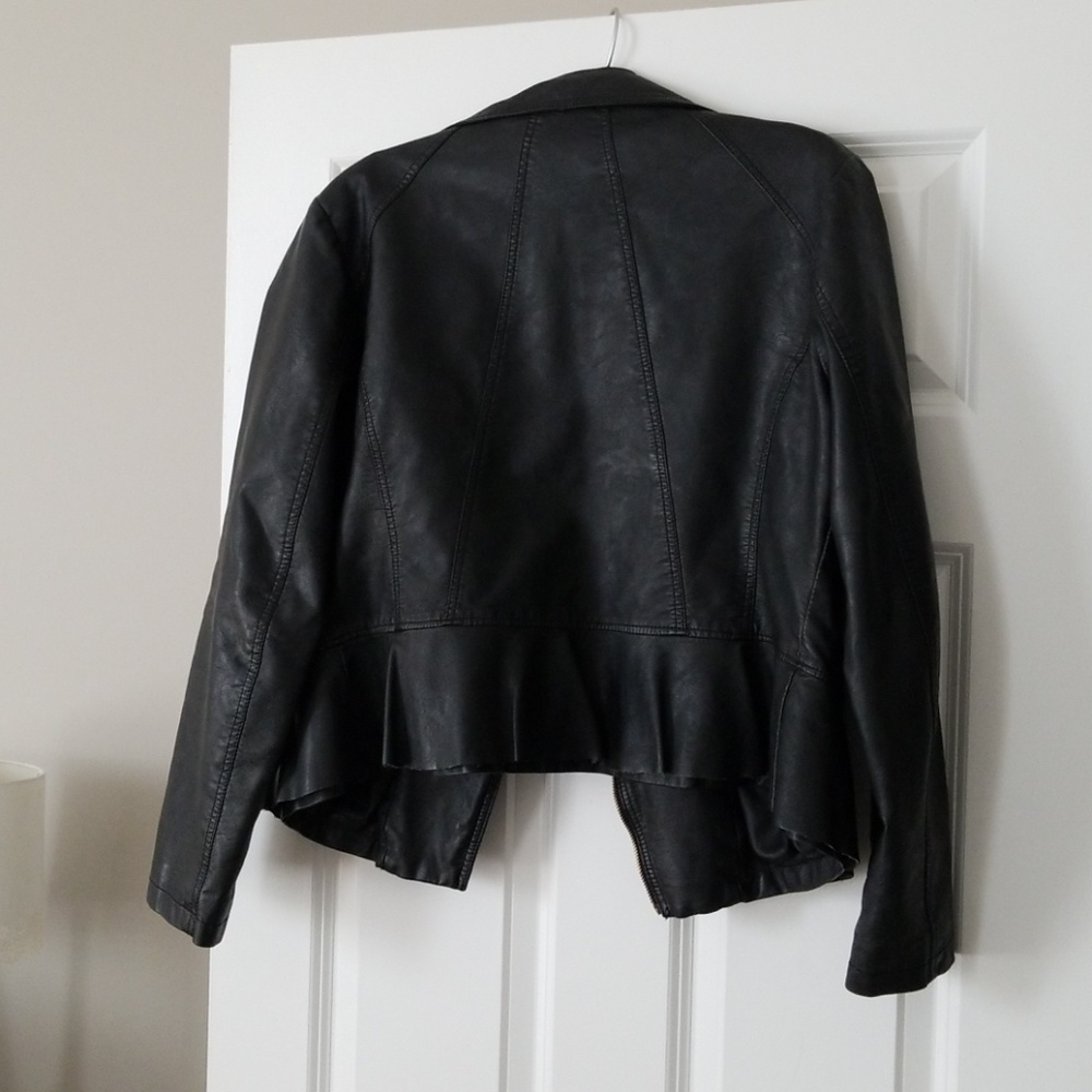 Large Black Faux Leather Jacket by INC Concepts